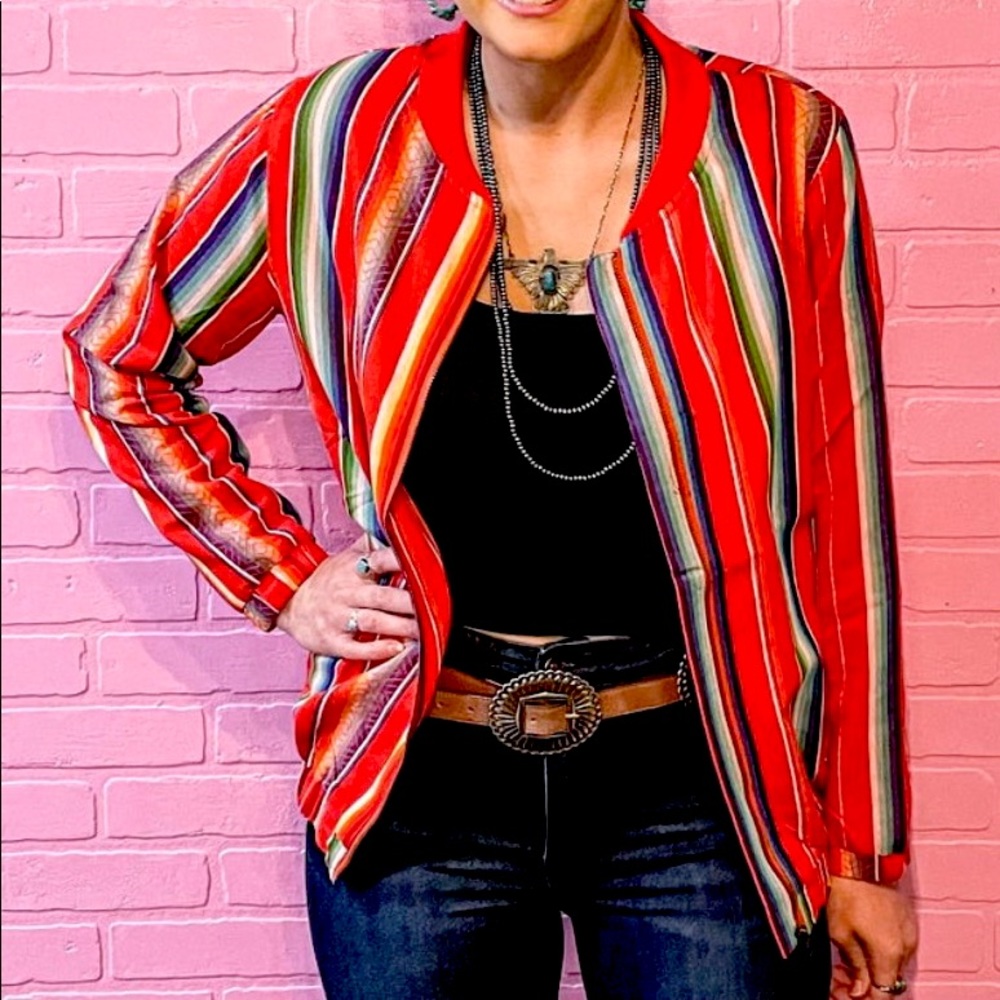 NWT L&B Red Serape Bomber Jacket Sz L